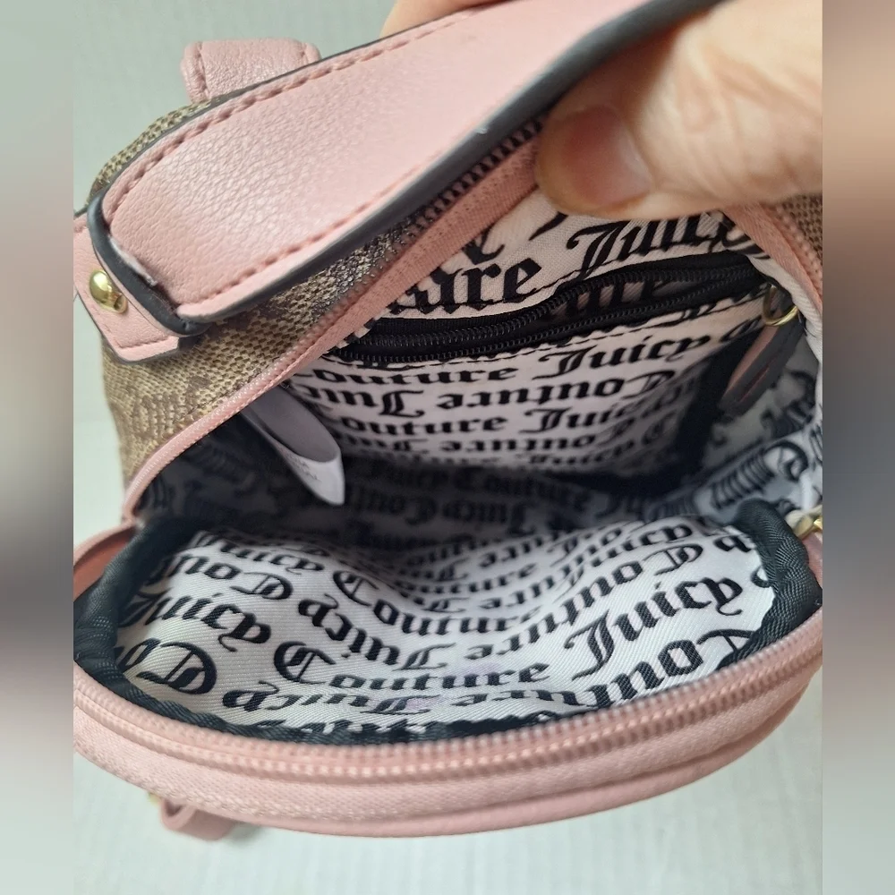 Juicy Couture Mini Backpack Blush Tan Logo Gold Hardward Adjustable